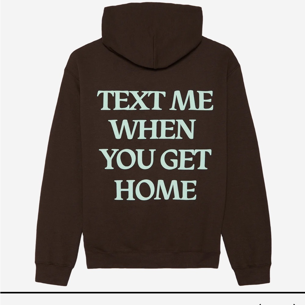 Lonely ghost text me hoodie-brown with mint